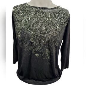 Women's Size Large Black Stag‎ Beaded Shirt
